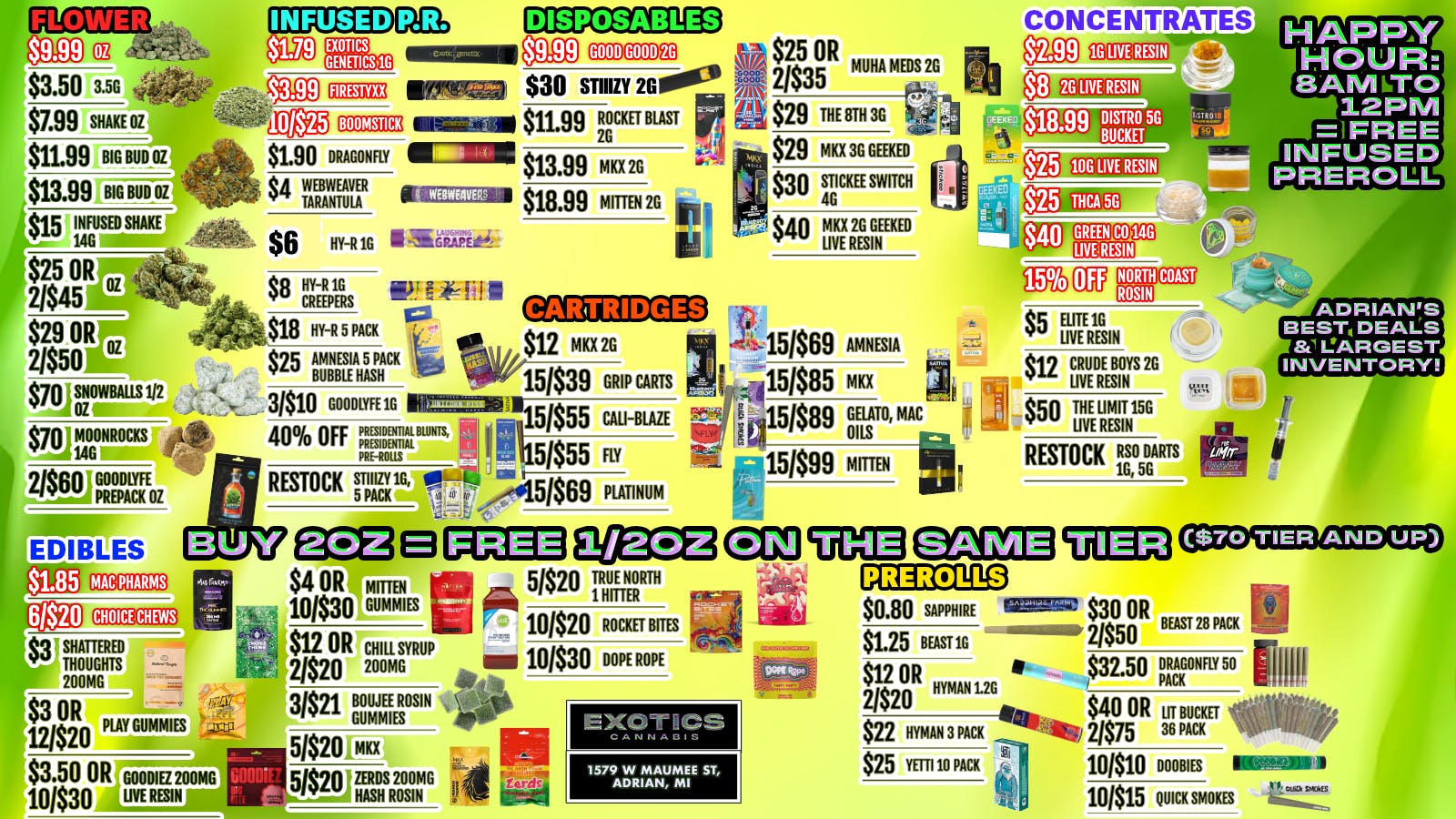 Exotics Cannabis - Adrian - NOW OPEN! 🌱 SPRING SAVINGS | LOW PRICES AT EXOTICS