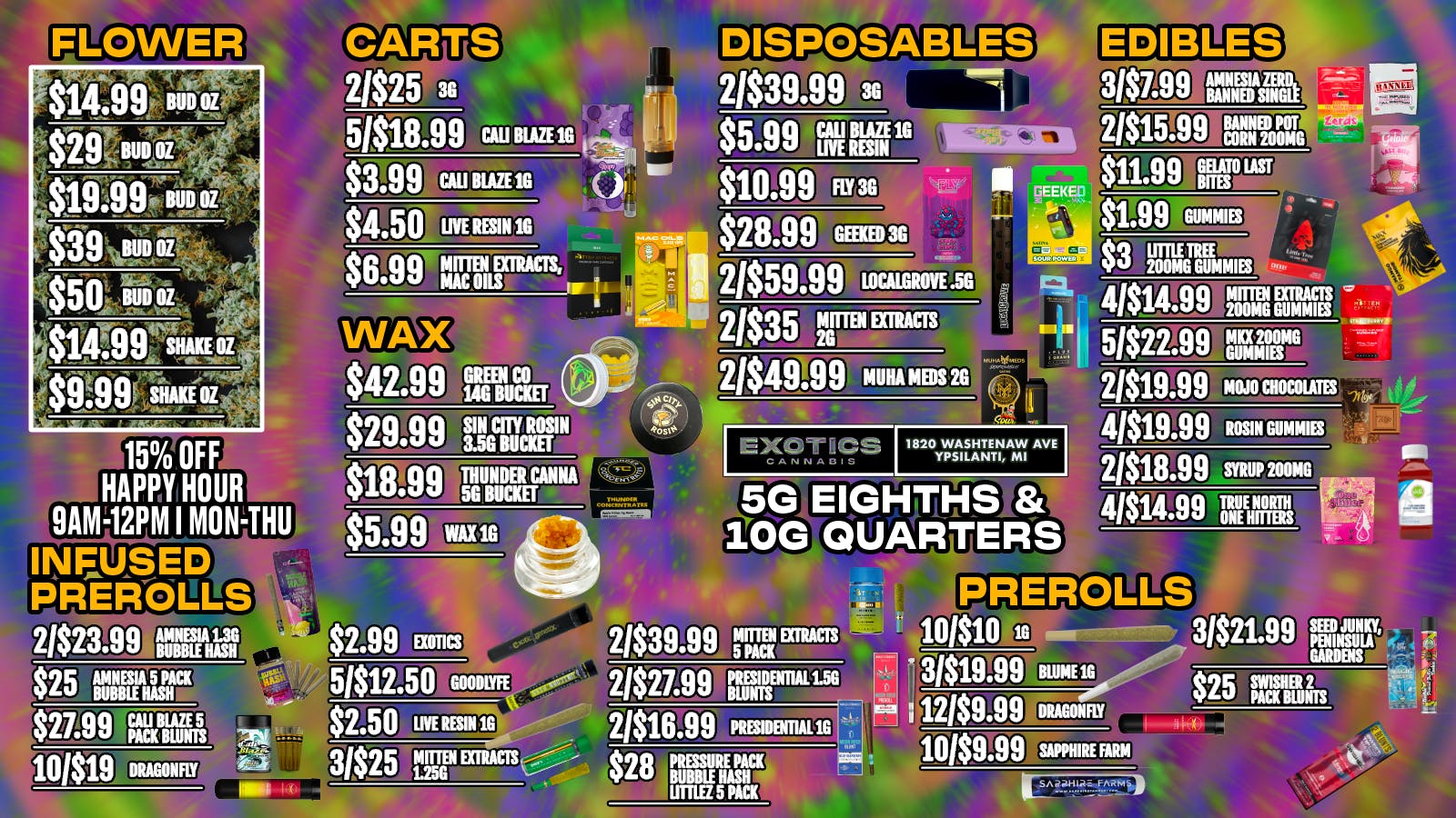 Exotics Cannabis - Ypsilanti 5G EIGHTHS & 10G QUARTERS — YPSI SPRING DEALS