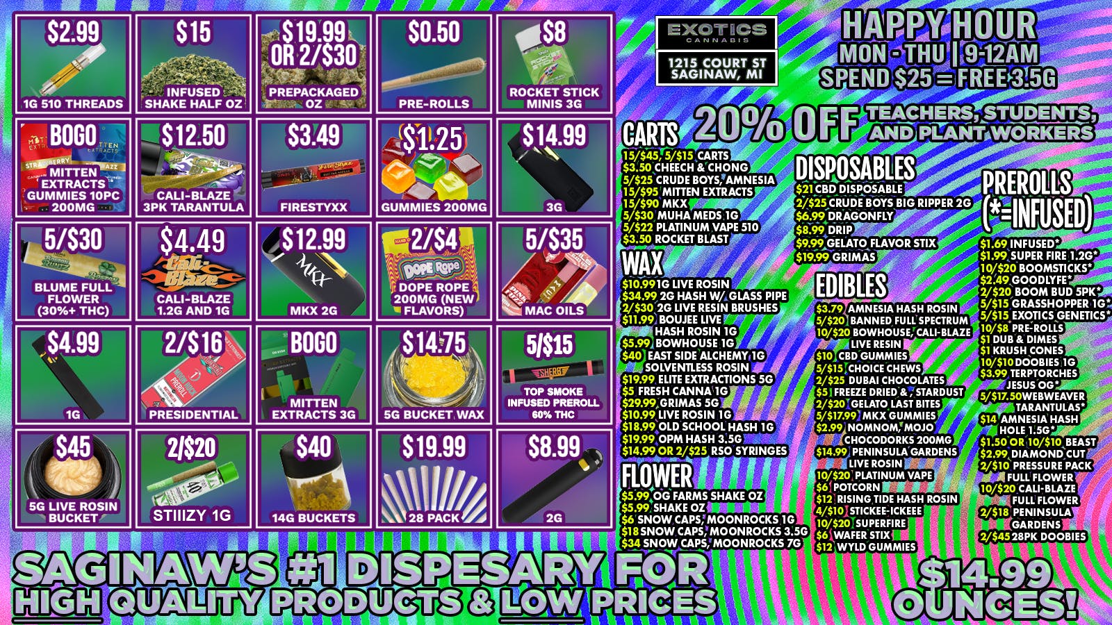 Exotics Cannabis - Saginaw NEW DEALS BEST PRICES BEST QUALITY COME SEE EXOITC