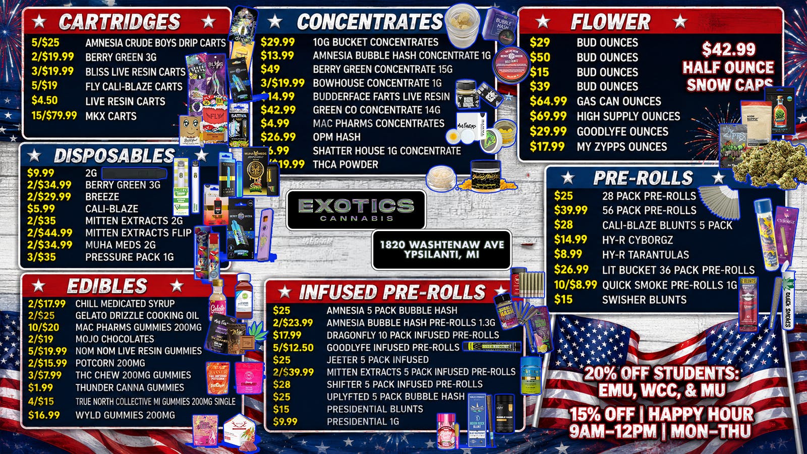 Exotics Cannabis - Ypsilanti HEAD START ON MEMORIAL WKND DEALS!