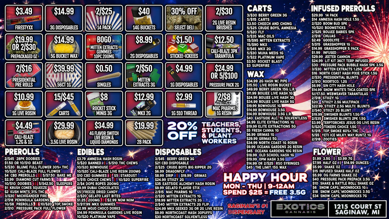 Exotics Cannabis - Saginaw SHOP THE BEST DEALS IN MICHIGAN BIGGEST VARIETY!!