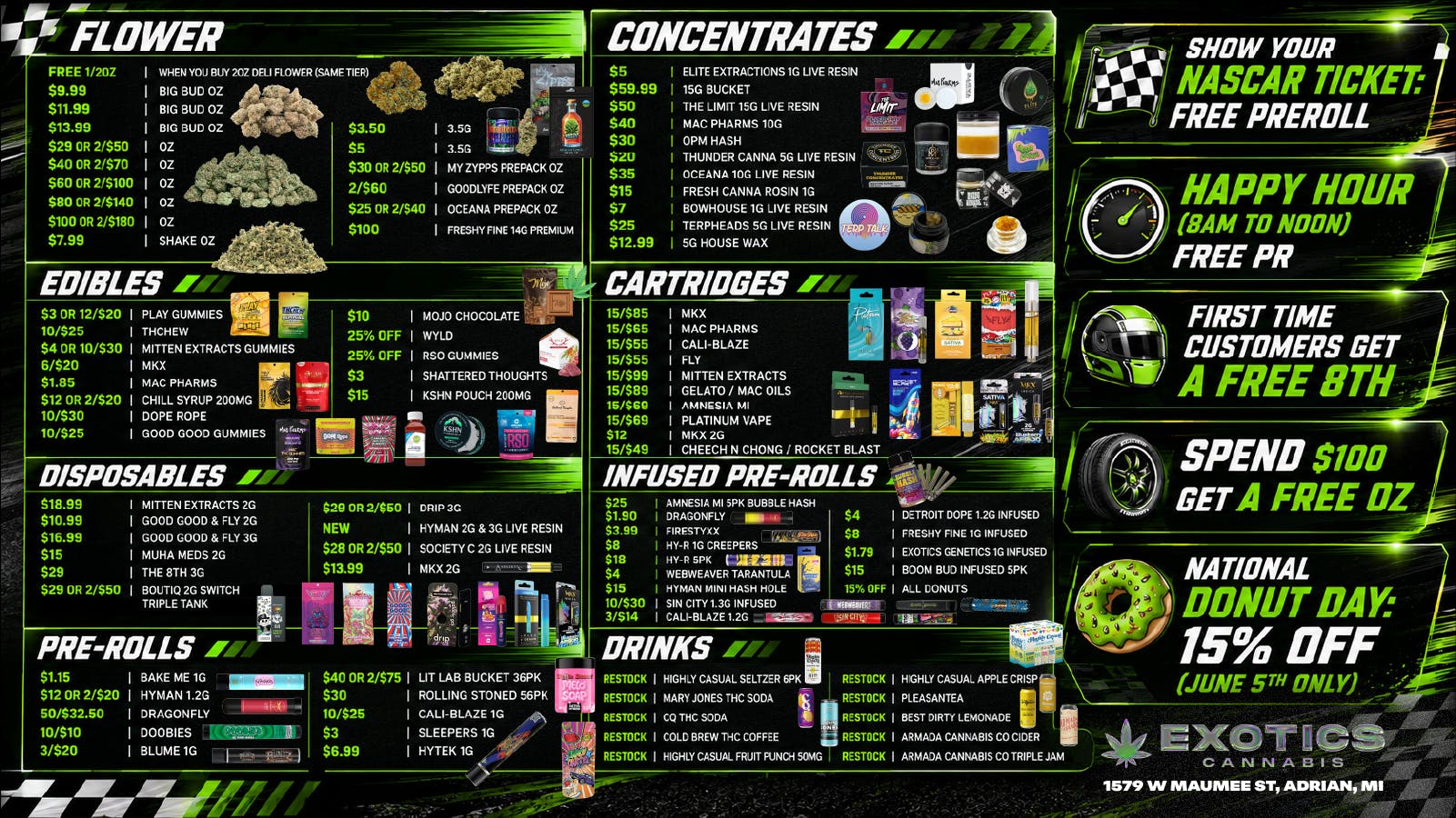 Exotics Cannabis - Adrian - NOW OPEN! 🔥BEST DEALS IN ADRIAN | SPEND $100 = FREE OZ🔥