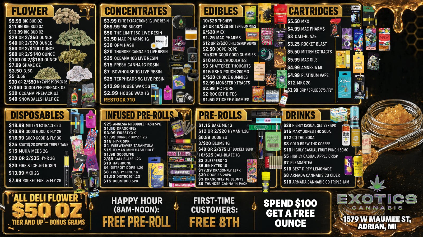Exotics Cannabis - Adrian - NOW OPEN! 710 DEALS ARE LIVE!!! LOWEST PRICES IN MICHIGAN💸