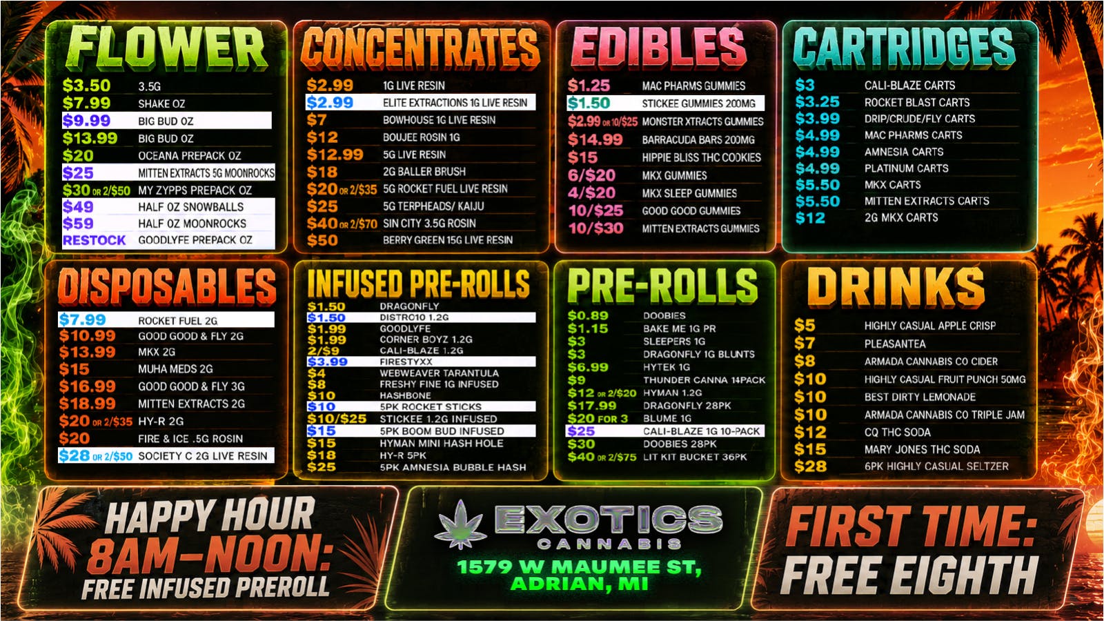 Exotics Cannabis - Adrian - NOW OPEN! 🔥LOWEST PRICES IN MICHIGAN!🔥