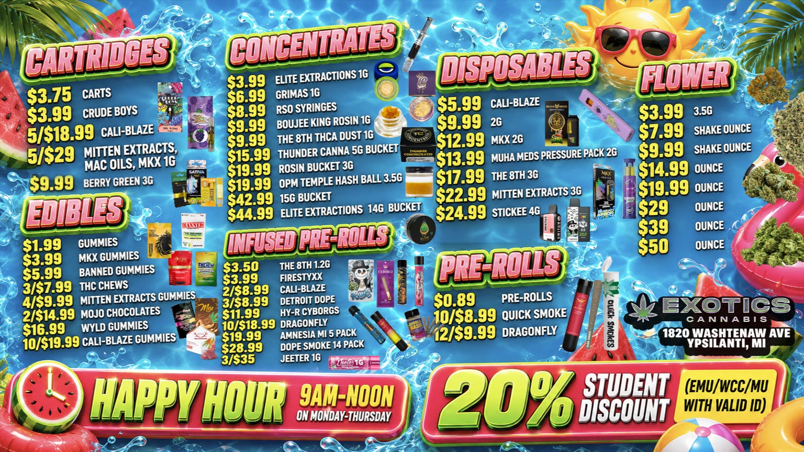 Exotics Cannabis - Ypsilanti 🔥$0.89 PRE-ROLLS 🔥 $1.99 GUMMIES 🔥 5/$29 CARTS