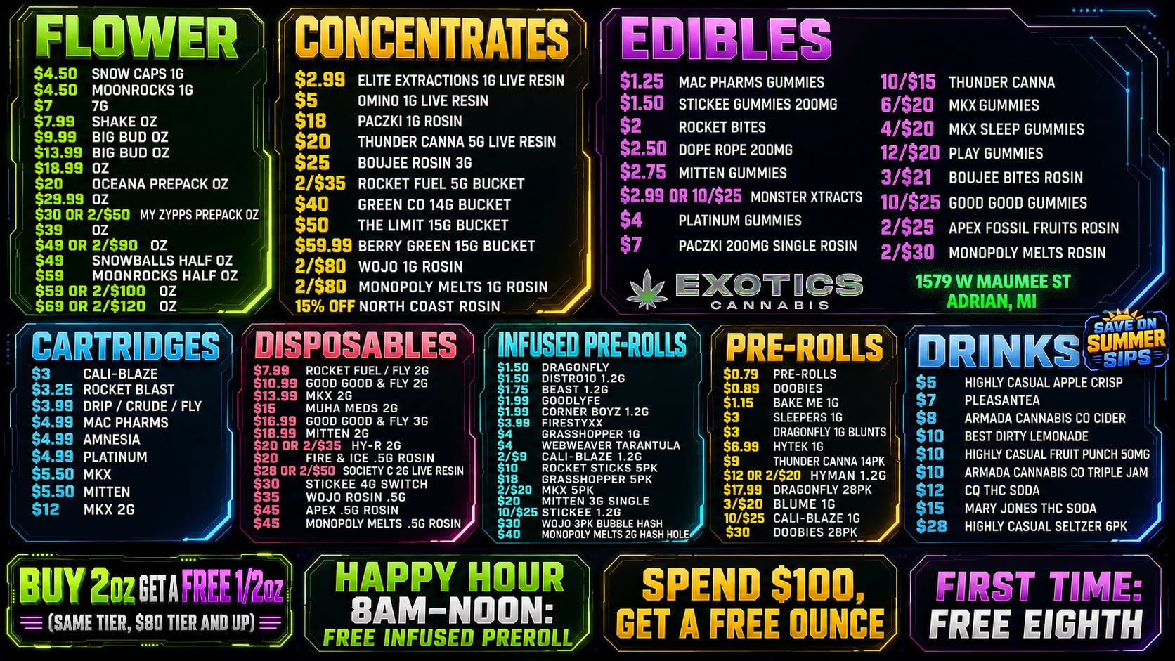 Exotics Cannabis - Adrian - NOW OPEN! 🔥 EXOTICS ADRIAN 🔥 LOWEST PRICES IN TOWN
