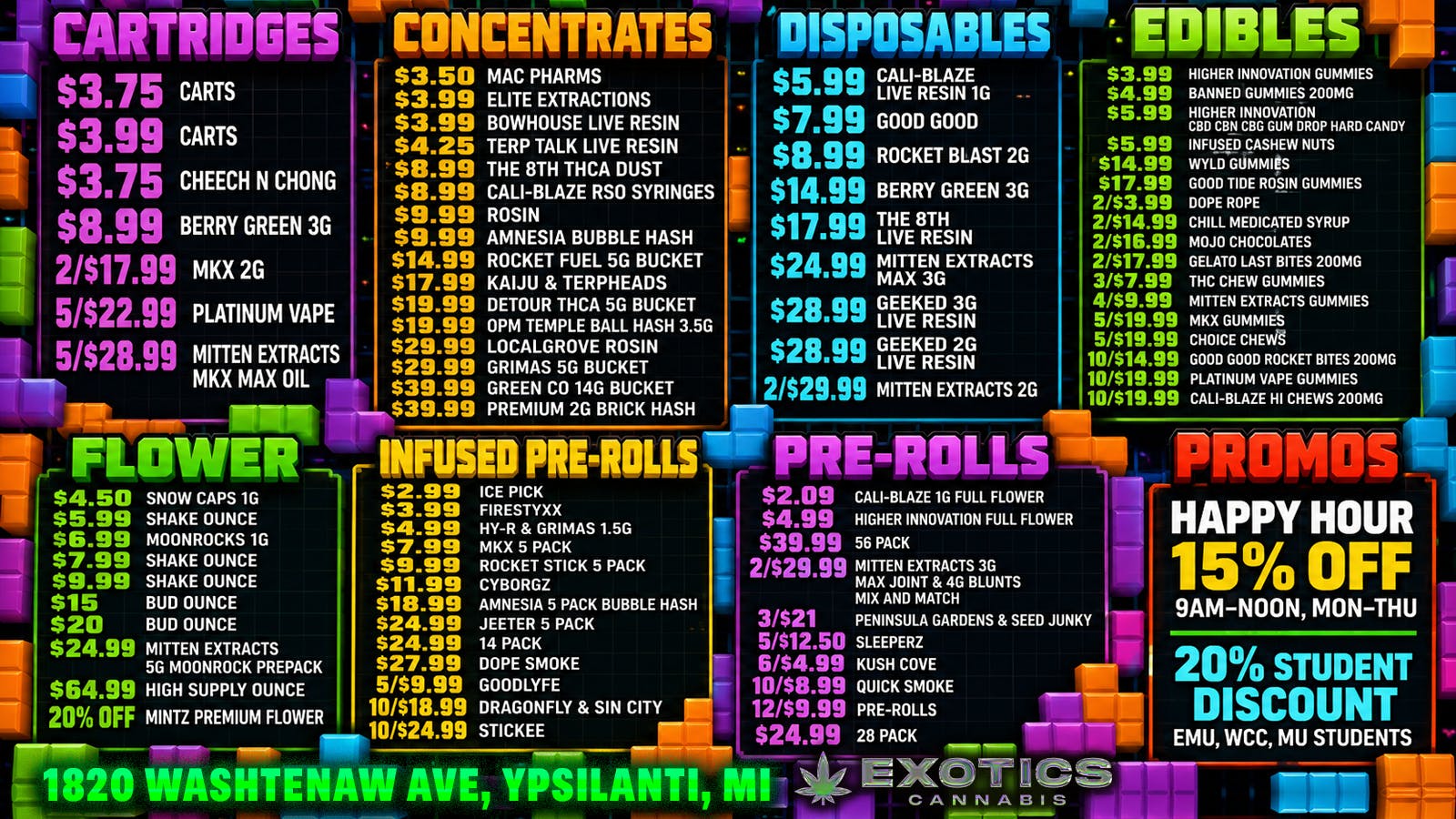 Exotics Cannabis - Ypsilanti YPSI'S UNBEATABLE DEALS 🕹️👾🎮