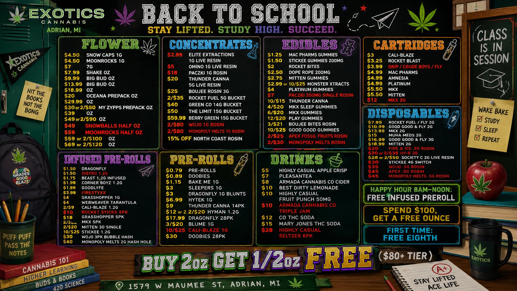 Exotics Cannabis - Adrian - NOW OPEN! Lowest Prices in MICHIGAN! SPEND $100 = A FREE OZ!