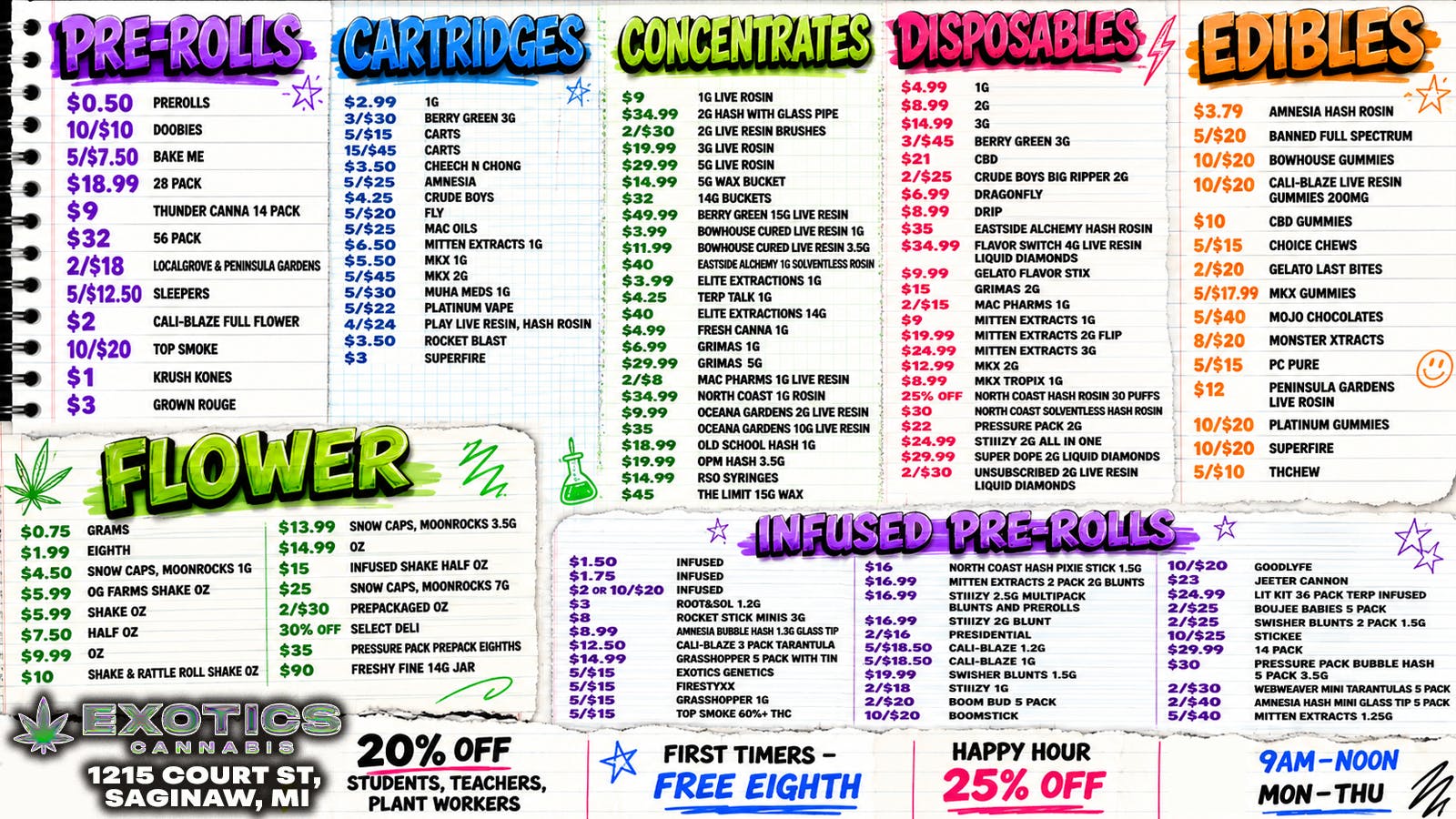 Exotics Cannabis - Adrian - NOW OPEN! BACK TO SCHOOL SPECIALS 🎒 BEST IN SAGINAW