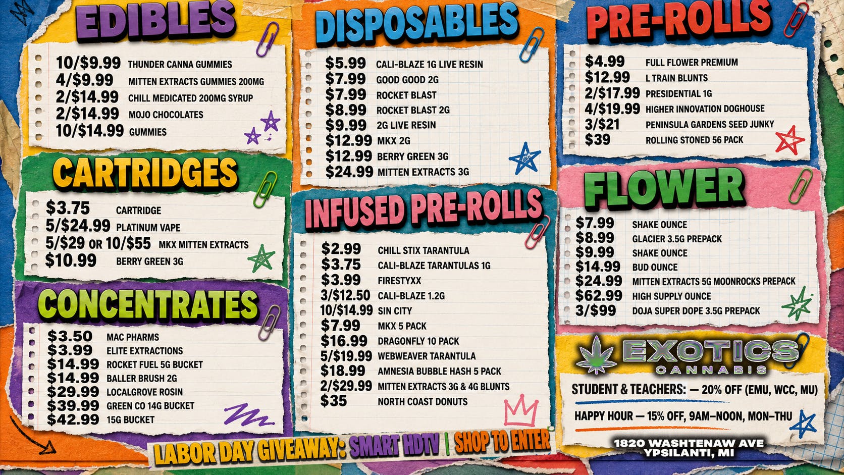 Exotics Cannabis - Ypsilanti YPSI'S BACK2SCHOOL SALE!