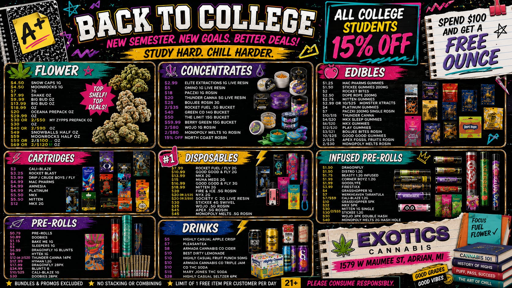 Exotics Cannabis - Adrian - NOW OPEN! Lowest Prices in MICHIGAN! SPEND $100 = A FREE OZ!