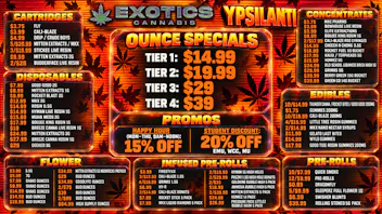 Exotics Cannabis - Ypsilanti 🍂 FALL OZ DROP $14.99 🍂 $0.89 PRE-ROLLS 🍂