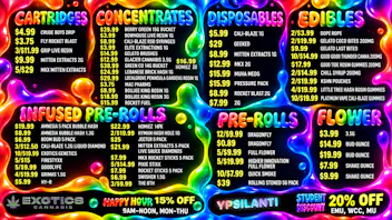 Exotics Cannabis - Ypsilanti 🫧 $0.89 PRE-ROLLS 🫧 $3.99 3.5G 🫧 $3.75 CARTS