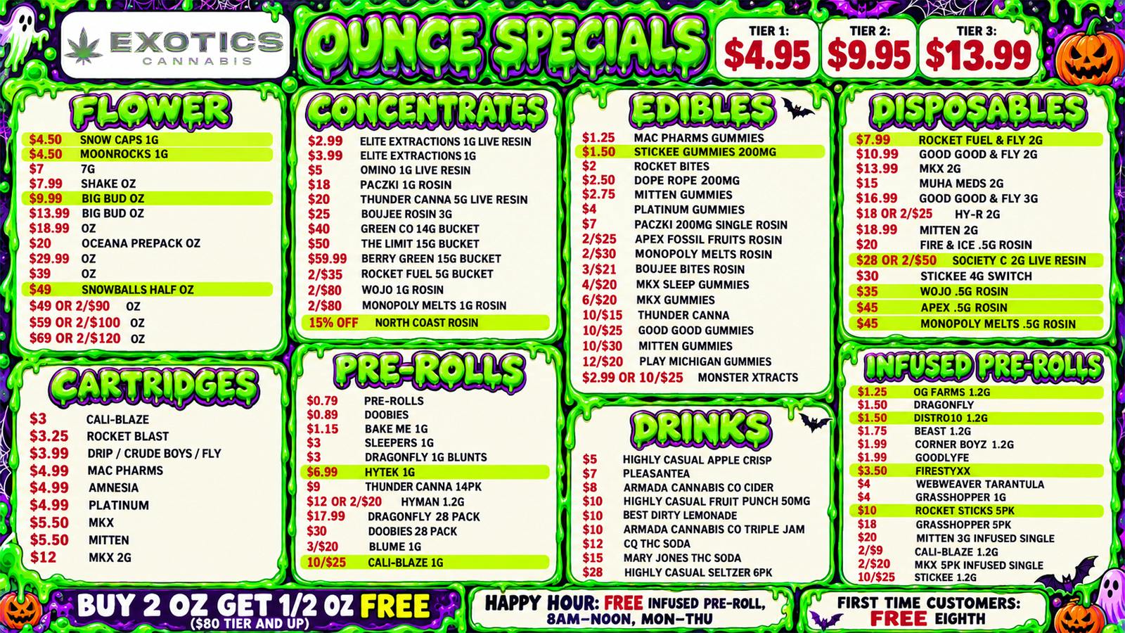 Exotics Cannabis - Adrian - NOW OPEN! 🟢 BEST OZ IN ADRIAN $4.95 🟢 $9.95 🟢 $13.99