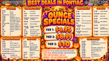 Exotics Cannabis - Pontiac NOW OPENED!! 🎃 OUNCE SPECIALS $4.95 🟠 $8.99 🟠 $10 🎃