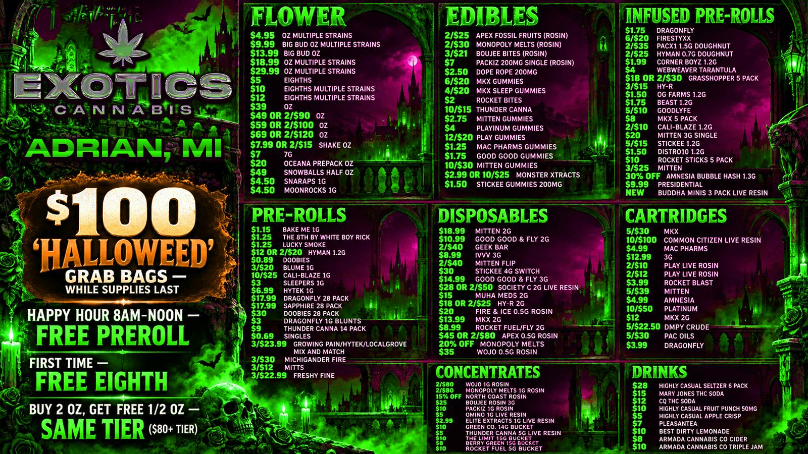 Exotics Cannabis - Adrian - NOW OPEN! Lowest Prices in MICHIGAN!