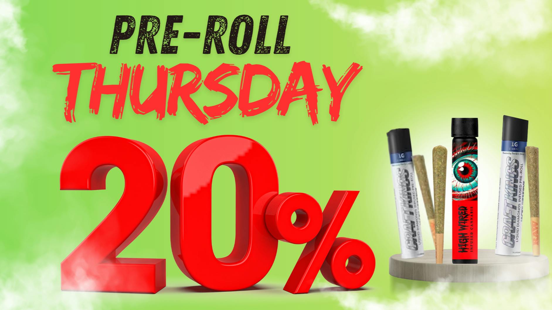 RushBudz Delivery PRE-ROLL THURSDAY 20% OFF