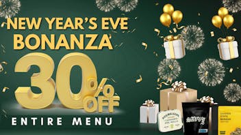RushBudz Delivery New Year’s Eve Bonanza: 30% Off Entire Menu