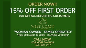 West Coast Safe Delivery 15% OFF ENTIRE CART FTP - 10% RETURNING CUSTOMERS