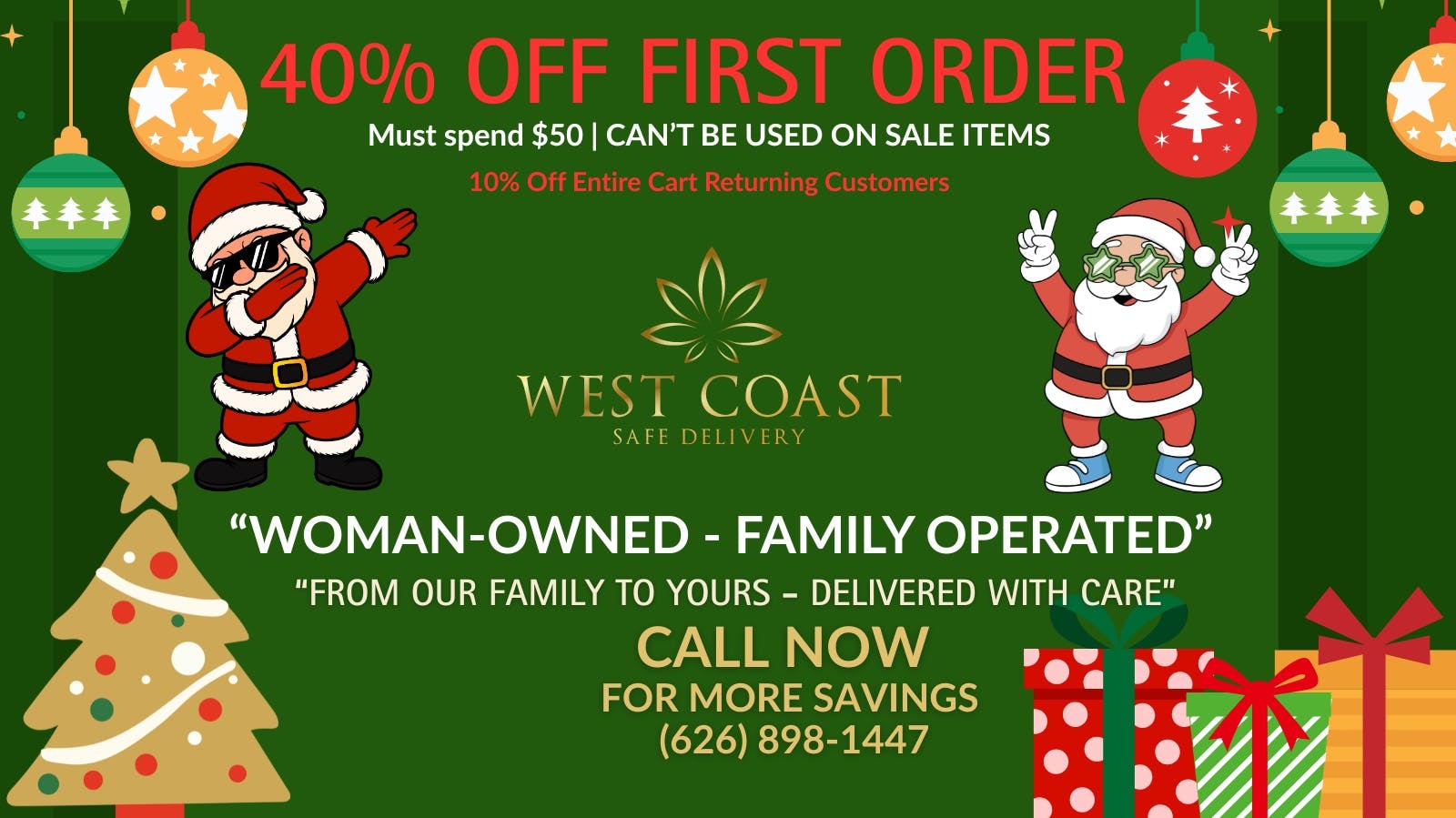 West Coast Safe Delivery 🎄40% Off Christmas Sale 3 Days Only 🎁