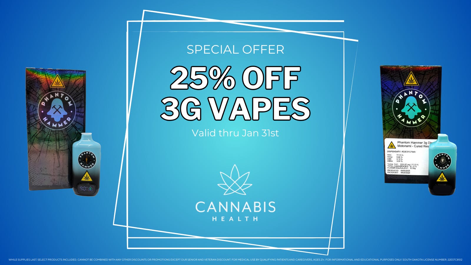Cannabis Health 25% OFF 3g VAPES