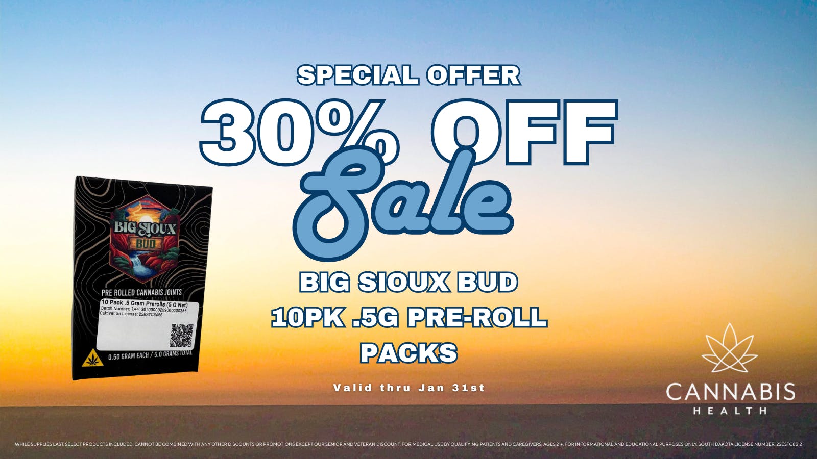 Cannabis Health 30% OFF SELECT PRE-ROLL 10PKS