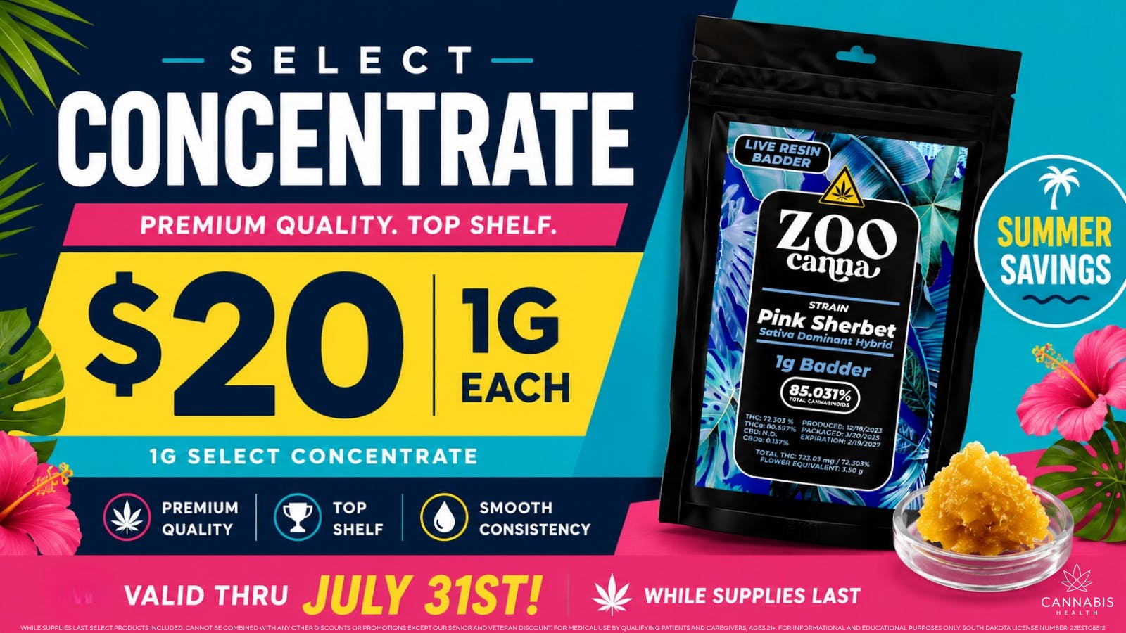 Cannabis Health $20 SELECT 1g Concentrate