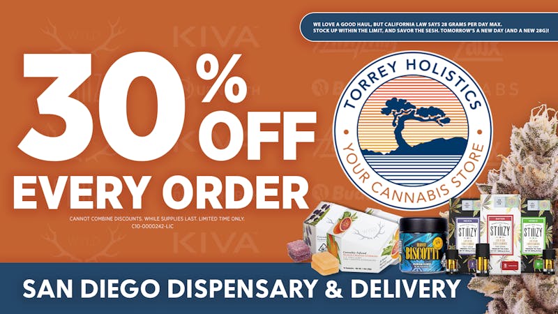 Torrey Holistics Dispensary | La Jolla / San Diego 30% Off Every Order