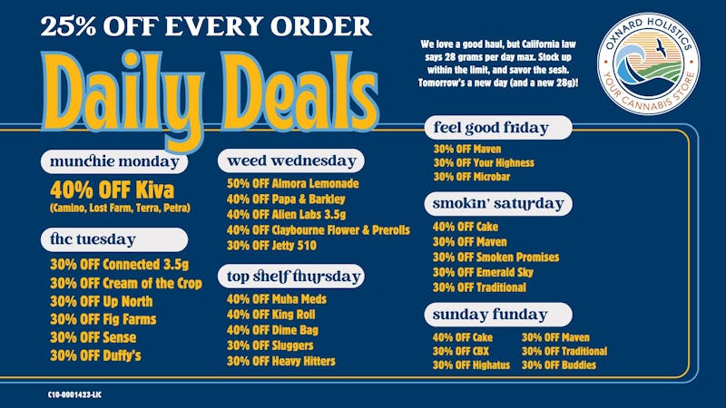 Oxnard Holistics Dispensary Munchie Monday Deals