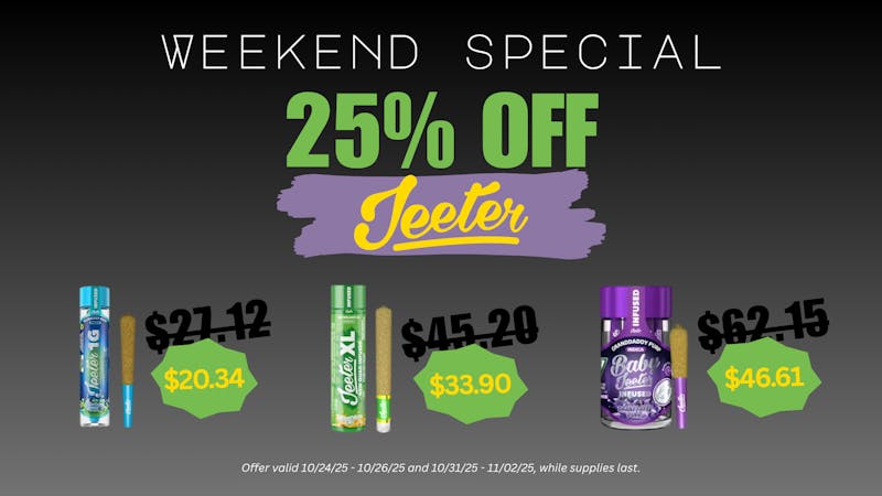 Society House Weekend Special: 25% Off Jeeter Products