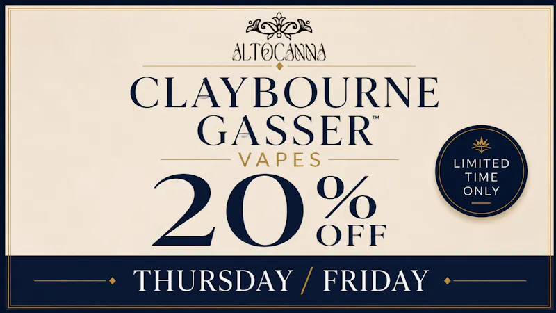 ALTOCANNA 20% off Claybourne Vapes Thurs & Friday