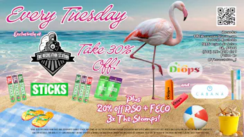 THC Recreation Station Salem Every Tuesday 30% off Cabana, Drops, and Sticks!