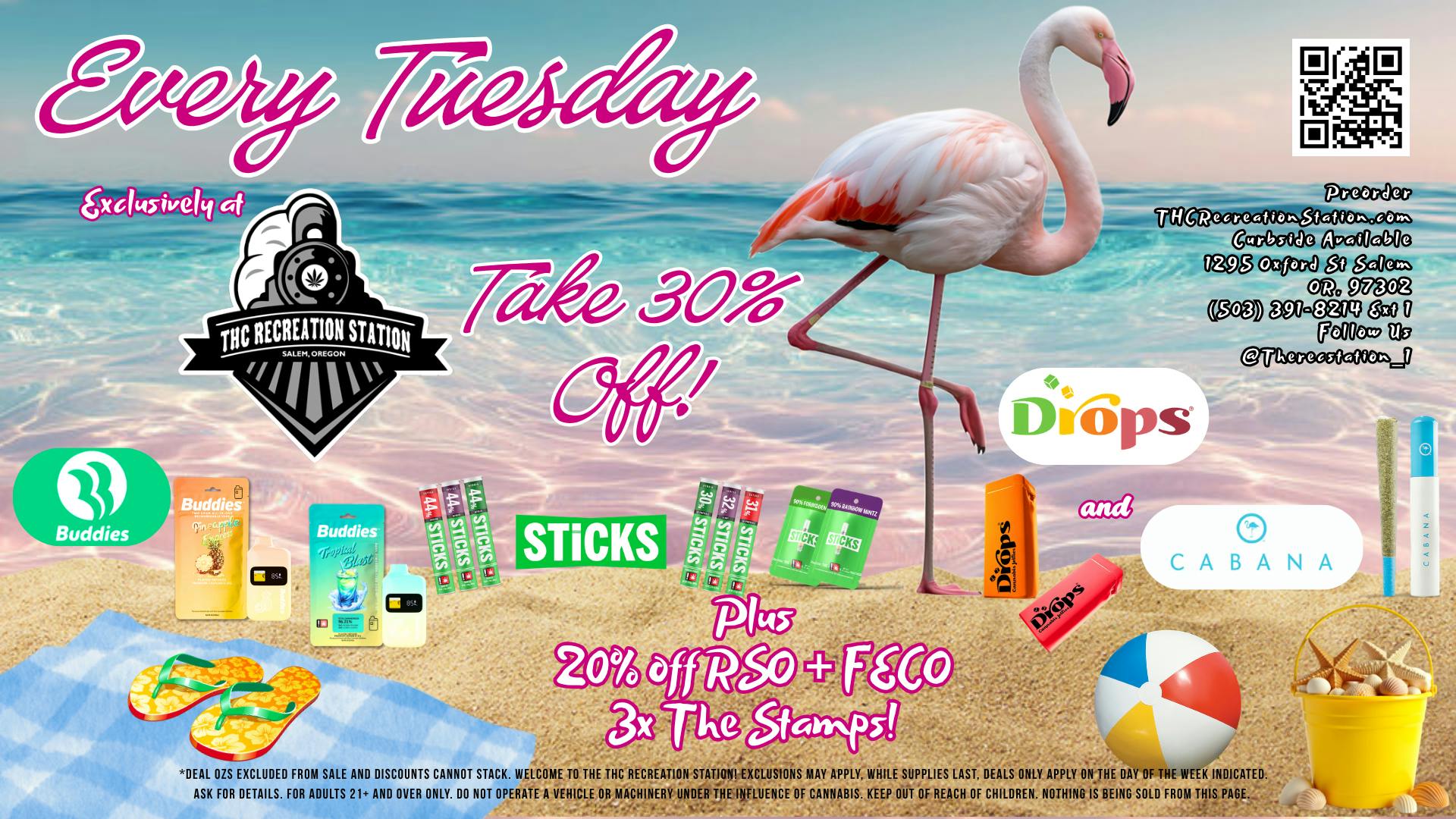THC Recreation Station Salem 30% off Buddies, Cabana, Drops AND Sticks!