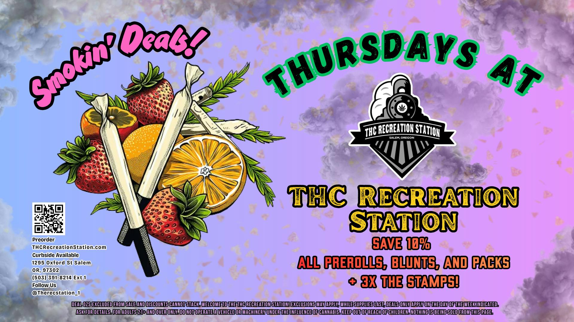 THC Recreation Station Salem Thursdays All Prerolls 10% Off