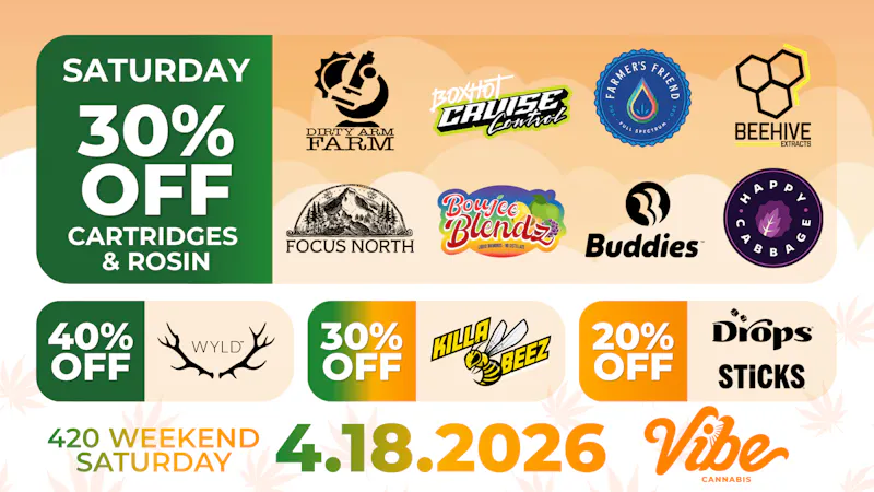 VIBE Cannabis | Portland Dispensary (49th Ave) 20-40% off Top Shelf Brands - Shop Vibin Deals Now