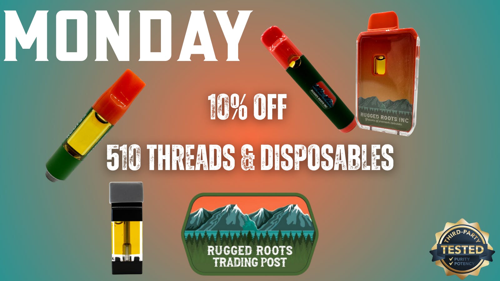Rugged Roots Trading Post- Bridgton Monday Vapes & Disposables!