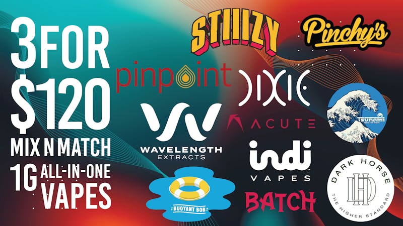 Verts Neighborhood Dispensary – Joplin 3 for $120 1 gram All-In-One Cartridges Mix N Matc