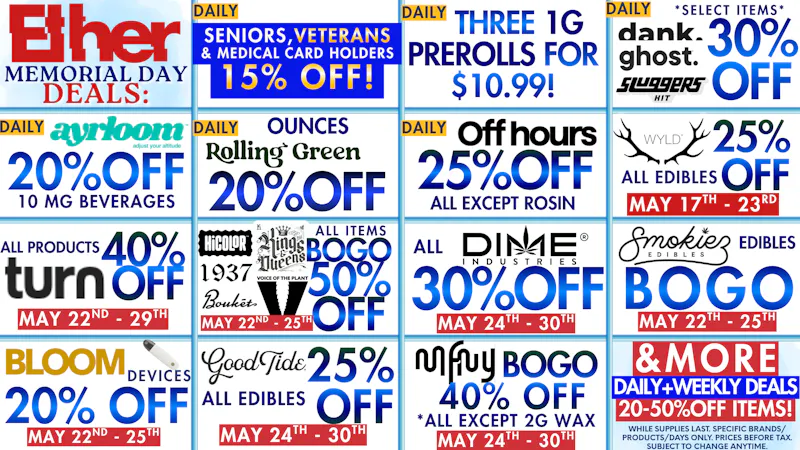 Ether MEMORIAL DAY DEALS LIVE NOW!