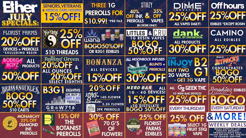 Ether JULY DEALS - BOGOS & MORE