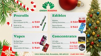 Green Buddha Cannabis Co- Recreational Green Buddha Holiday Weekly Deals Are Live 🎄✨🔥