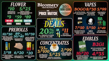 Bloomery Cannabis New Buffalo - 21+ Recreational $9 Red Tier OZs | 5/$25 Moonrocks & Snowcaps