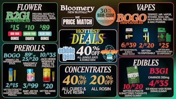 Bloomery Cannabis New Buffalo - 21+ Recreational 40% OFF Jungle Juice & Edible Gem | 20% OFF Rosin
