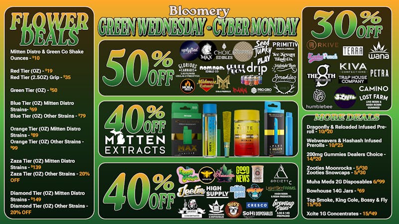 Bloomery Cannabis New Buffalo - 21+ Recreational up to 50% OFF TOP BRANDS Wednesday-Monday