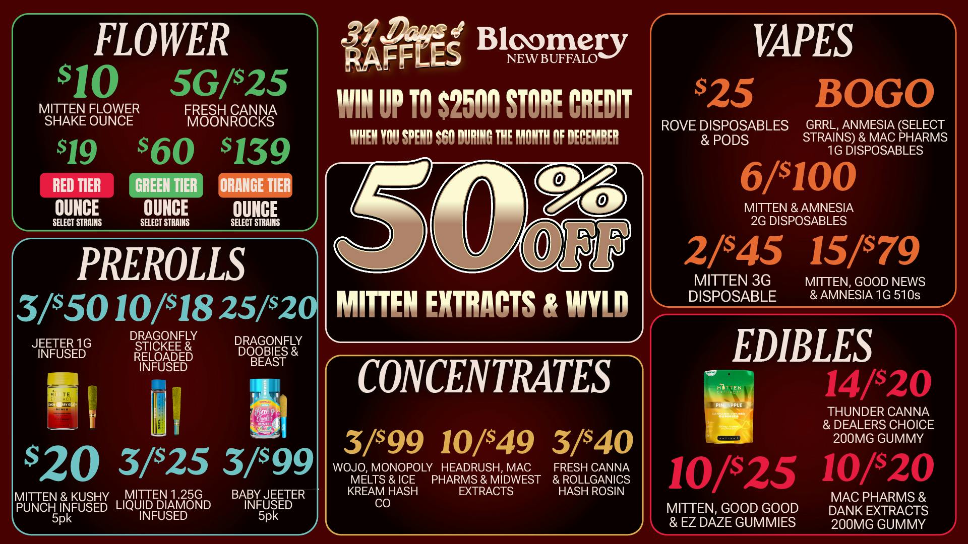 Bloomery Cannabis New Buffalo - 21+ Recreational 50% OFF Mitten Extracts & Wyld