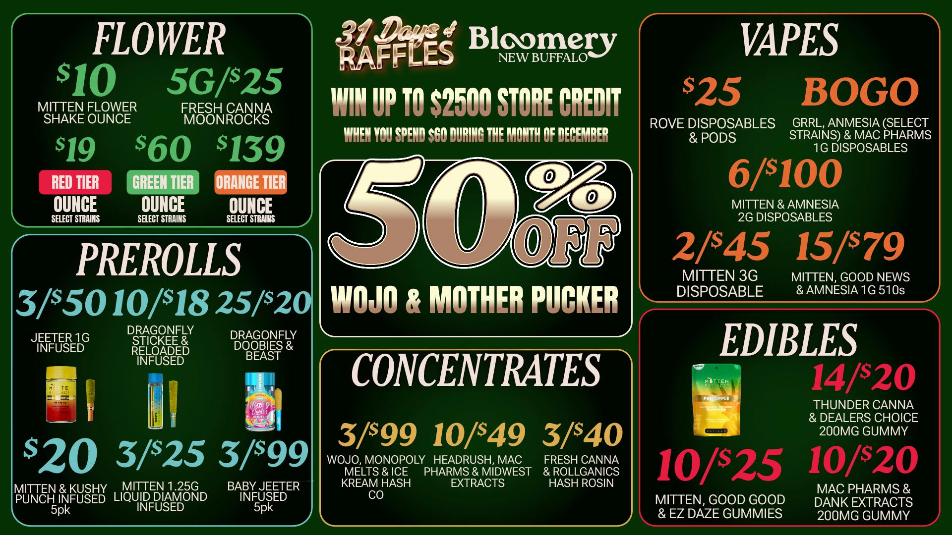 Bloomery Cannabis New Buffalo - 21+ Recreational 50% OFF Wojo & Mother Pucker