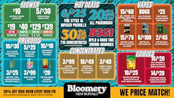 Bloomery Cannabis New Buffalo - 21+ Recreational $10 Shake OZ | 5G/$30 Fresh Canna Infused Snowcaps