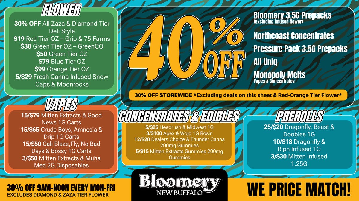 Bloomery Cannabis New Buffalo - 21+ Recreational FREE GOODY BAGS* - FIRST 200 CUSTOMERS