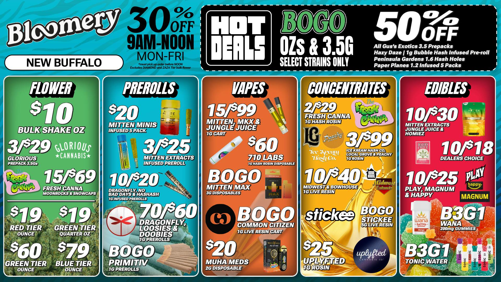 Bloomery Cannabis New Buffalo - 21+ Recreational BOGO OZs & 3.5G Flower (select strains only)