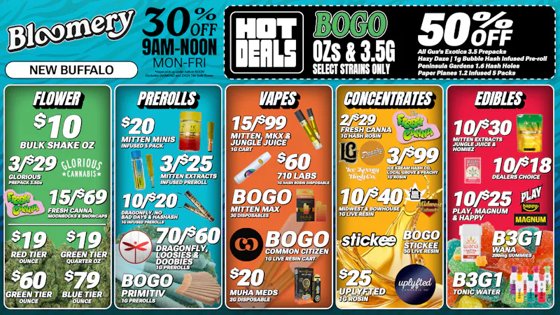 Bloomery Cannabis New Buffalo - 21+ Recreational BOGO OZs & 3.5G Flower (select strains only)