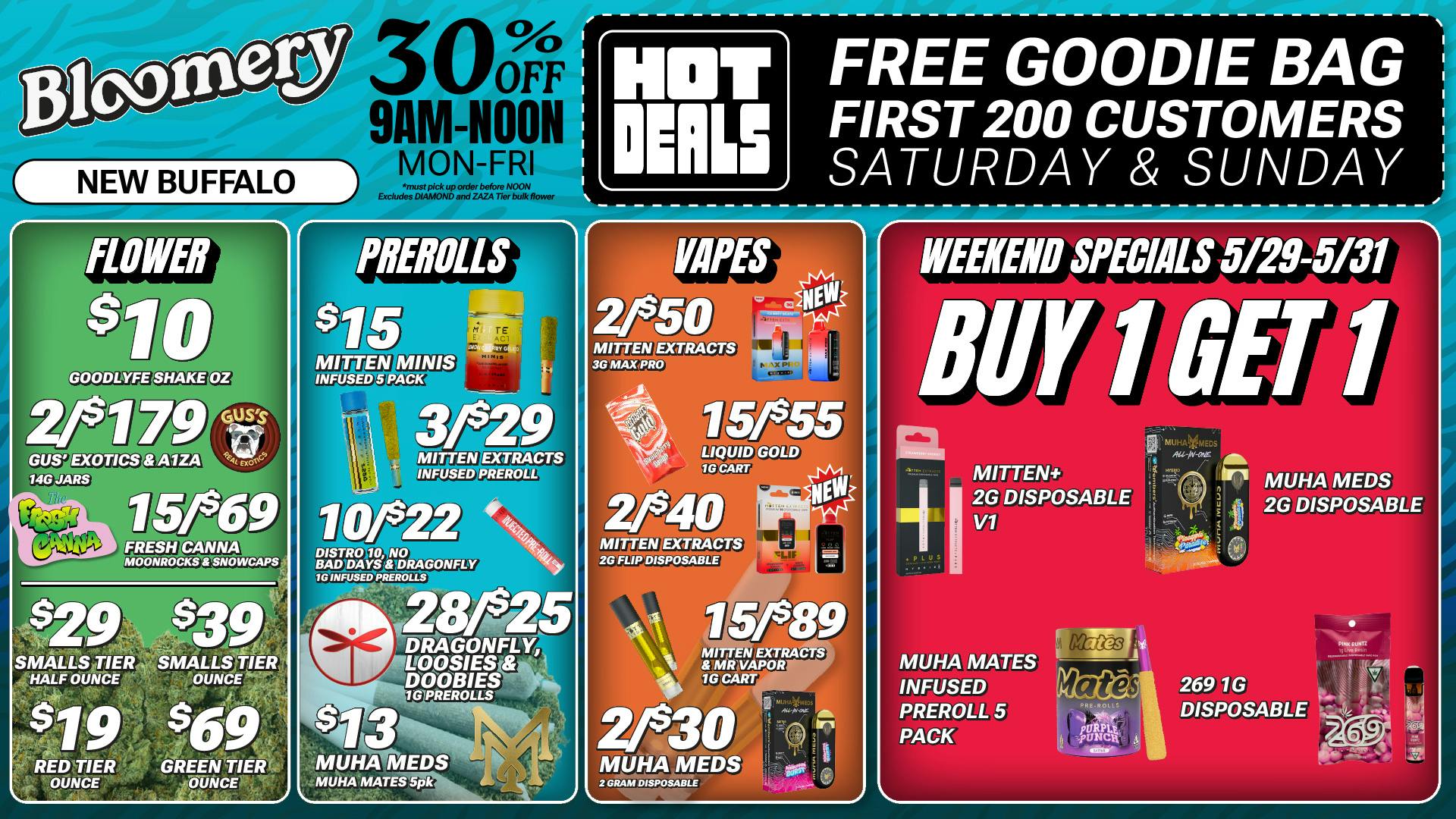 Bloomery Cannabis New Buffalo - 21+ Recreational 200 FREE GOODIE BAGS | Saturday & Sunday